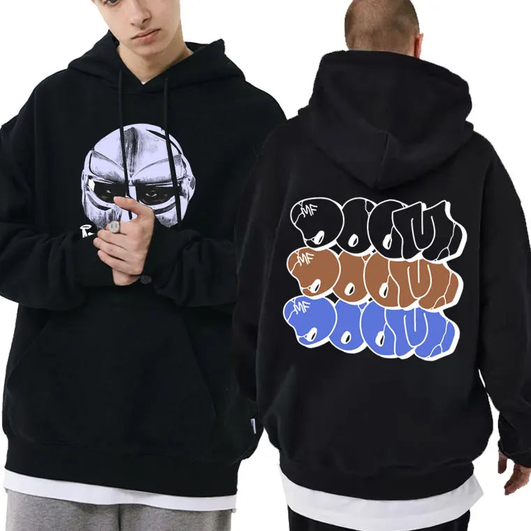 Rapper Mf Doom Mask Madlib Madvillain Graphic Printed Hoodie Men Hip Hop Fashion Trend Sweatshirt Male Vintage Oversized Hoodies