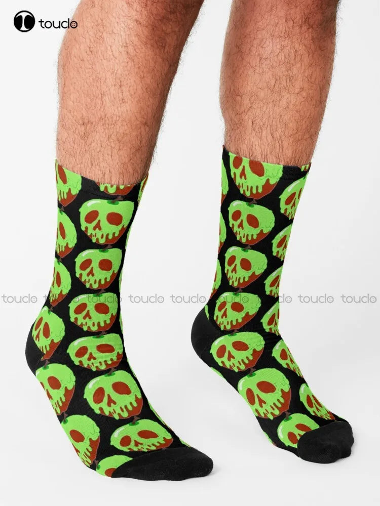 Poison Apple Socks Halloween Fun Socks Funny Art Streetwear Colorful Cartoon Socks Christmas New Year Gift Unisex Adult Cartoon