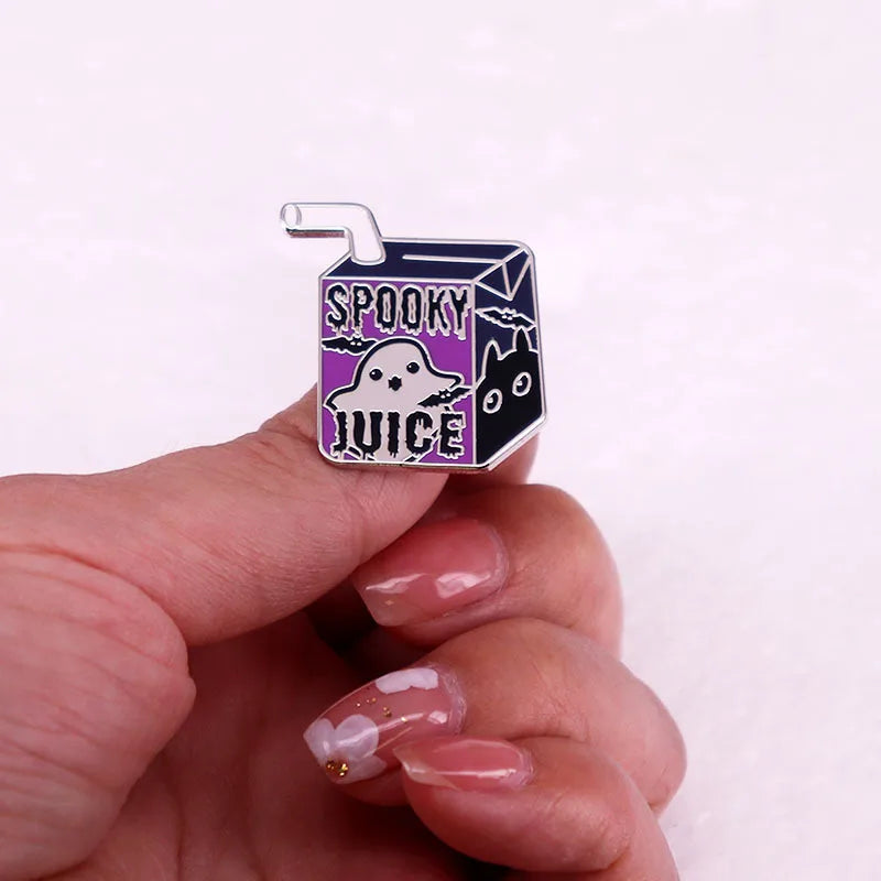 B1732 Cartoon Spooky Juice Enamel Brooch Halloween Pins Clothes Backpack Lapel Badges Fashion Jewelry Accessories Souvenir Gifts