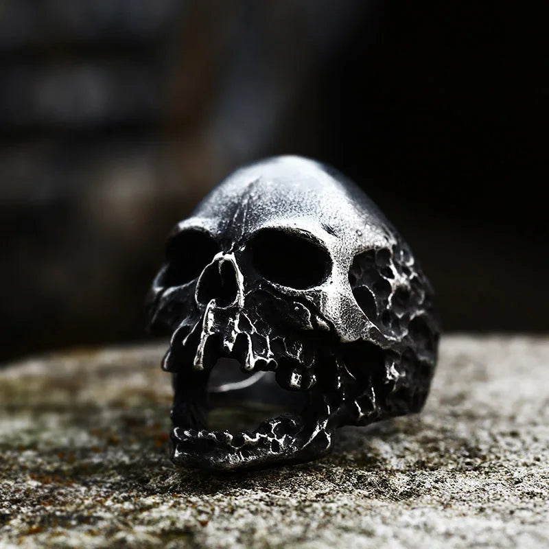 Beier Unique Original Style Big Skull For Man Stainless Steel Punk Rock Male Personality Ring halloween party supplies BR8-382