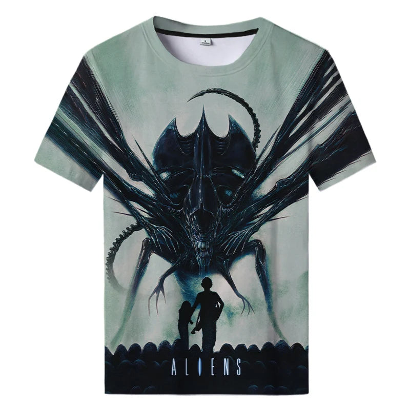 Alien Art 3D Print T-shirt Men Women Casual Tshirt Horror Alien Movie Printed Harajuku Tops Shirt