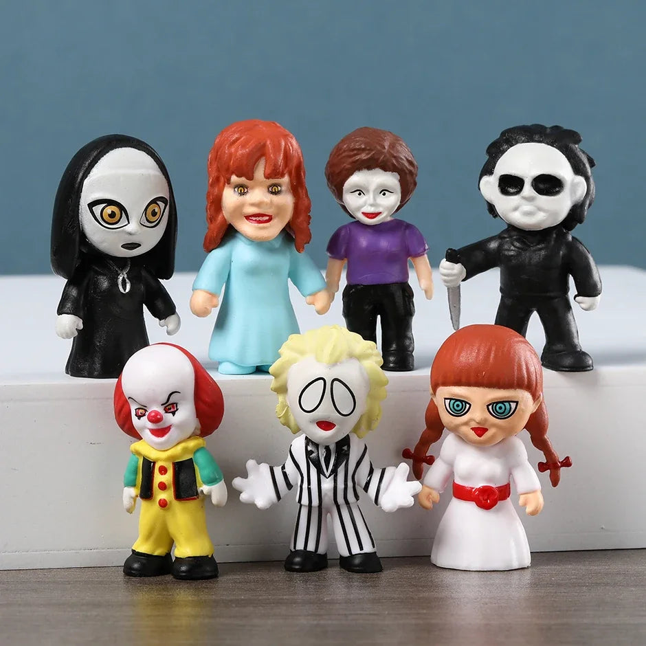 Set Hellraiser Annabelle Silent Hill Michael Myers The Nun Horror Figures Toys Desktop Decoration Dolls Gift