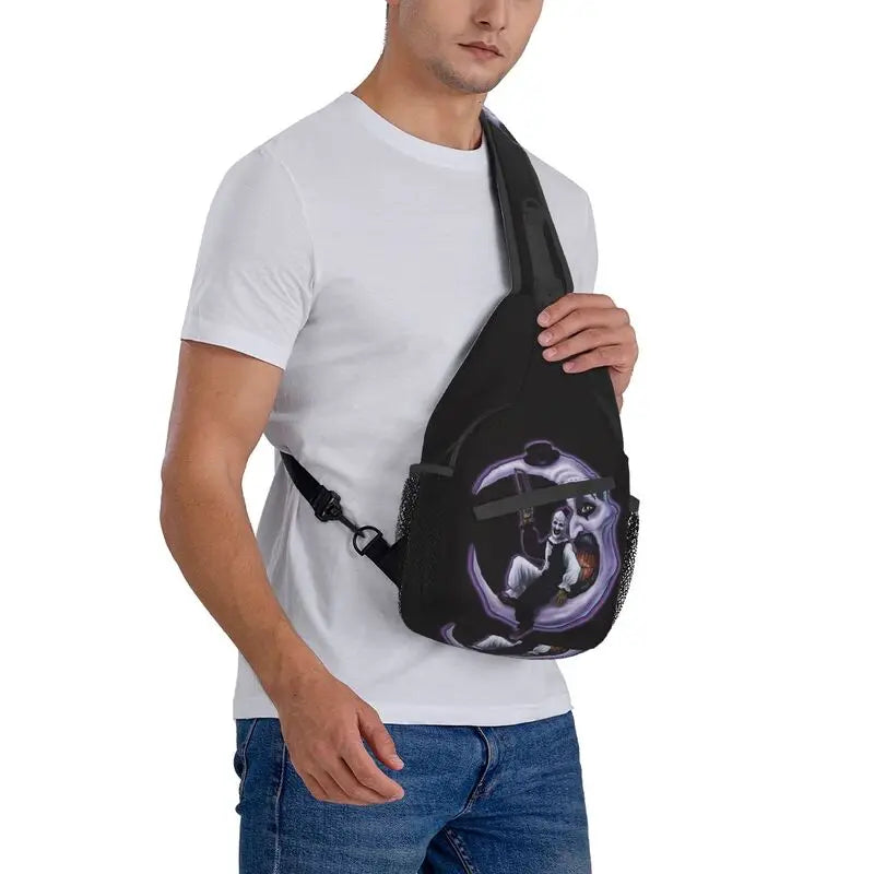 Terrifiers Movie Horror Art Slasher Halloween Sling Bags Men Fashion Shoulder Crossbody Chest Backpack Travel Hiking Daypack