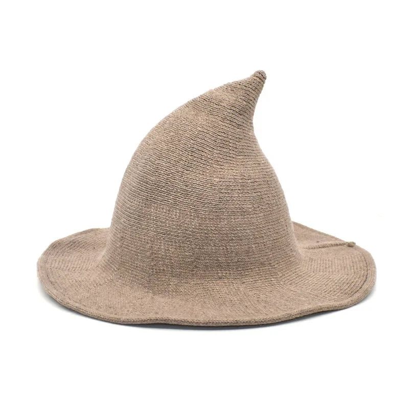 Wizard Hat Winter warm woolen Bucket Hat For Women 2023 Pointed Basin hat  Halloween Wool Wizard Knitte panama Fisherman Hat