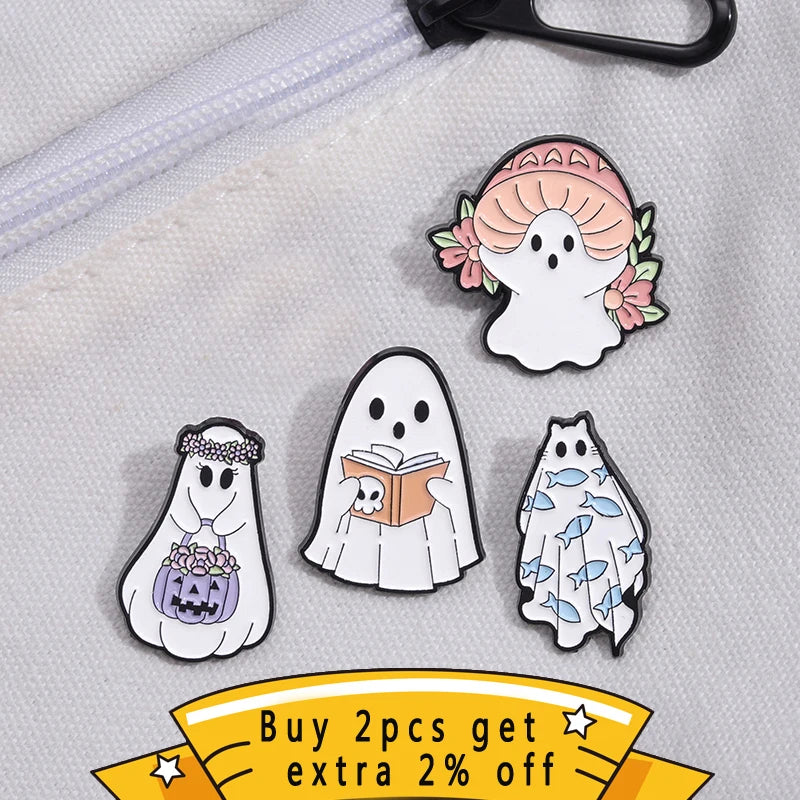 Pumpkin Mushroom Ghost Brooch Design Sense Creative Medal Enamel Pin Accessories Metal Badges Halloween Jewelry Wholesale