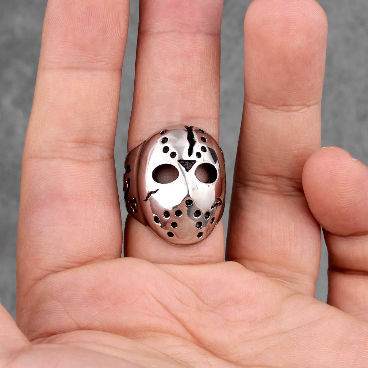 Jason Mask Killer 13th Men Rings Punk Hip Hop Domineering for Boyfriend Male Stainless Steel Jewelry Creativity Gift Wholesale